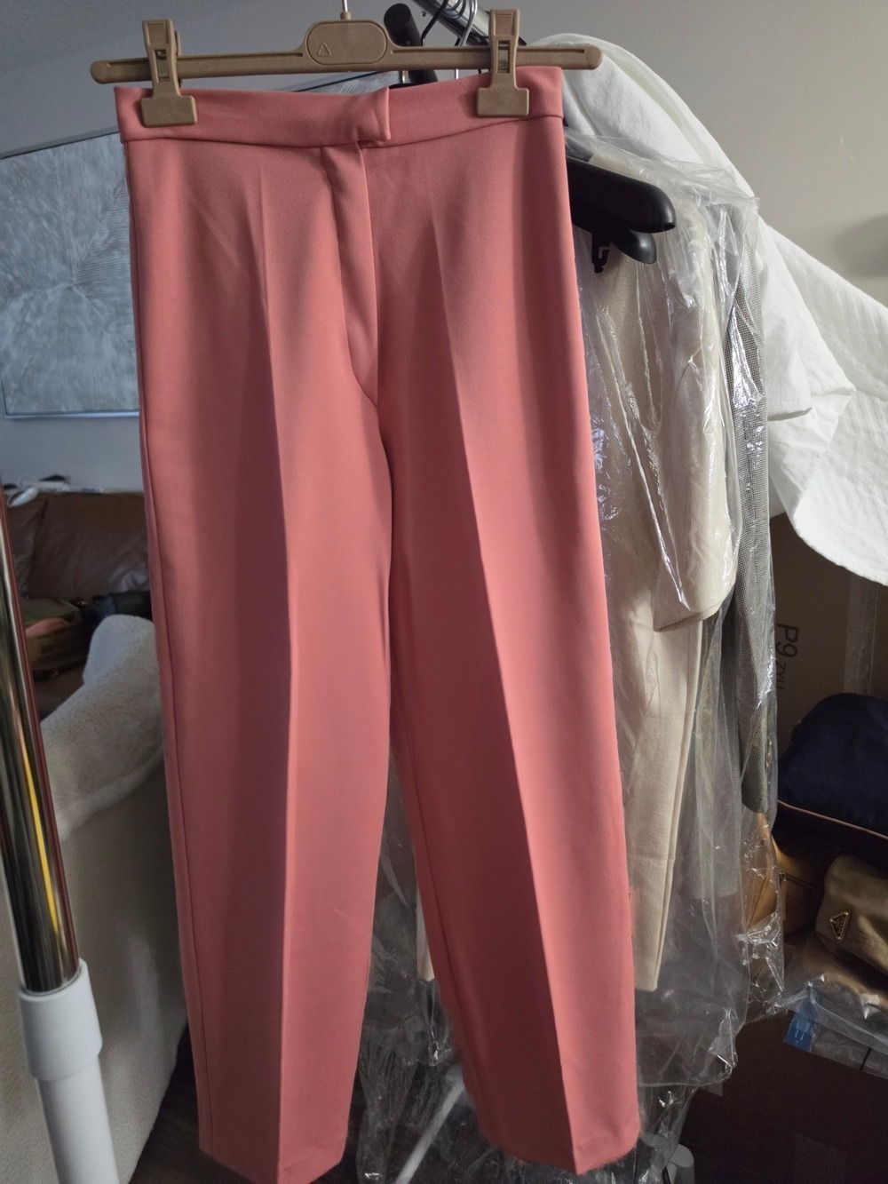 Smooth Pink Peach Tailored Trousers Pants Waist Size 26